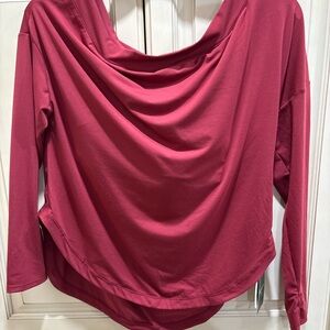 Halara Active Women's Drape Neck Top - deep rose. Built in bra & holes for thumb